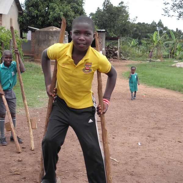 walking with stilts is big fun for all